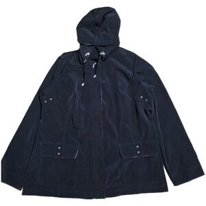 Weather Tamer Hooded Jacket Women's Sixe XL 16 18 Black Full‎ Zip Pockets